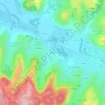 Revrey地形图、海拔、地势