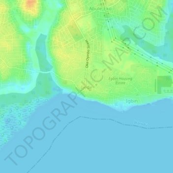 Ijede地形图、海拔、地势
