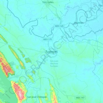 Tuxtepec地形图、海拔、地势