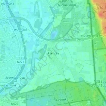 Asenray地形图、海拔、地势