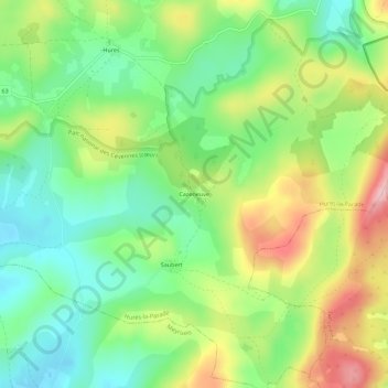 Cazeneuve地形图、海拔、地势