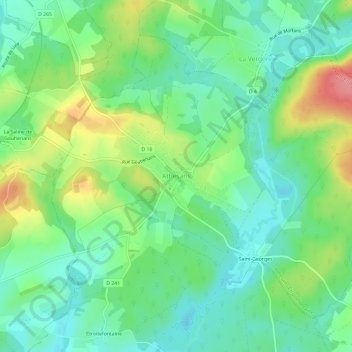 Athesans地形图、海拔、地势