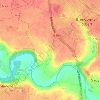 Villemeneux地形图、海拔、地势