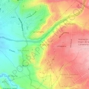 El Naranjal地形图、海拔、地势