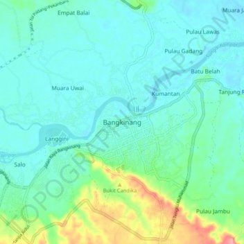 Bangkinang地形图、海拔、地势