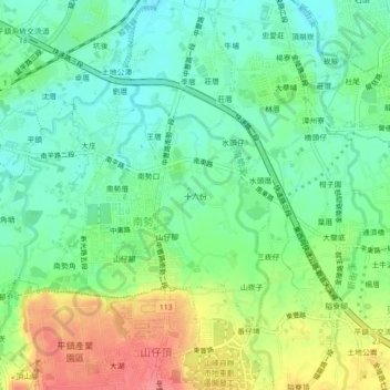 十六份地形图、海拔、地势