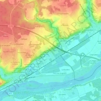 La Roche Cotard地形图、海拔、地势