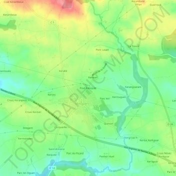 Poul Raniquet地形图、海拔、地势