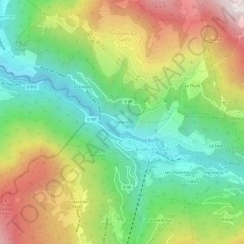 Fontaine地形图、海拔、地势
