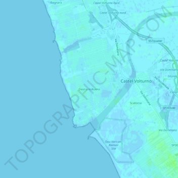 Destra Volturno地形图、海拔、地势