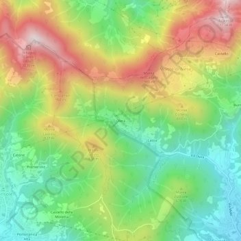 Olera地形图、海拔、地势