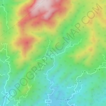 富坑村地形图、海拔、地势