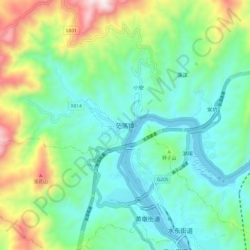 茫荡镇地形图、海拔、地势