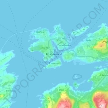 Kristiansund地形图、海拔、地势