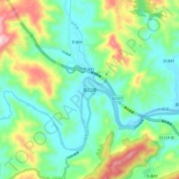 嵩口镇地形图、海拔、地势