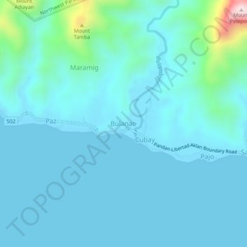 Bulanao地形图、海拔、地势