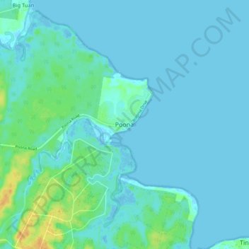 Poona地形图、海拔、地势