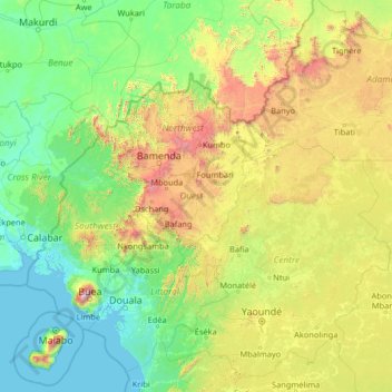 Ouest地形图、海拔、地势