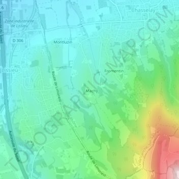 Château de Machy地形图、海拔、地势