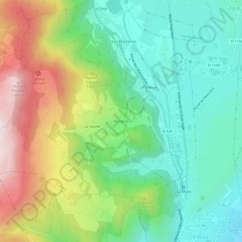 Versenat地形图、海拔、地势