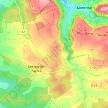 Freching地形图、海拔、地势