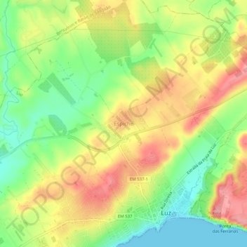 Espiche地形图、海拔、地势
