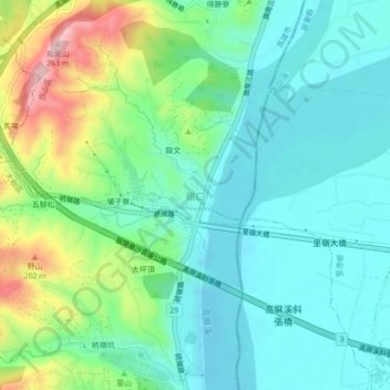 嶺口地形图、海拔、地势