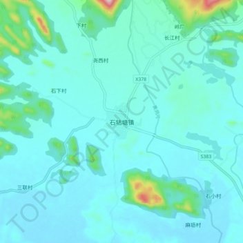 石牯塘镇地形图、海拔、地势