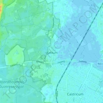 Bakkum地形图、海拔、地势