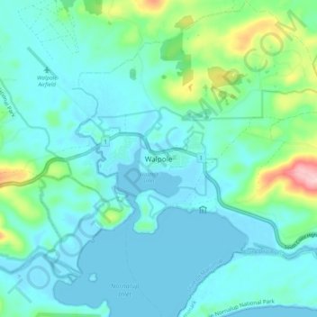Walpole地形图、海拔、地势