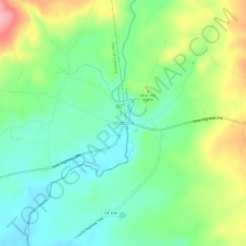 Stratford地形图、海拔、地势