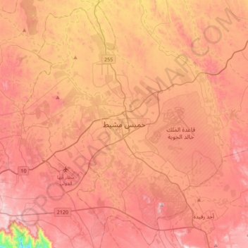Khamis Mushayt地形图、海拔、地势