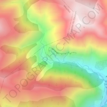 Sources du Coulomp地形图、海拔、地势