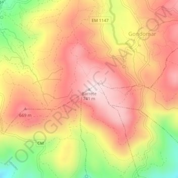 Barrete地形图、海拔、地势