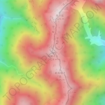 Mt. Eboshi地形图、海拔、地势