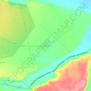 Palakaleru地形图、海拔、地势