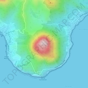 Morne Larcher地形图、海拔、地势