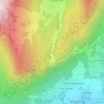 Col du Frêne地形图、海拔、地势