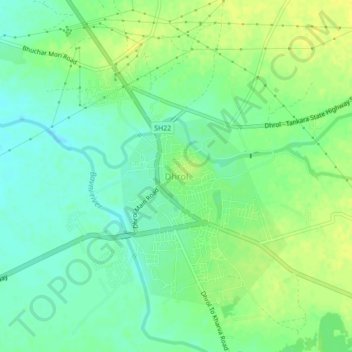 Dhrol地形图、海拔、地势