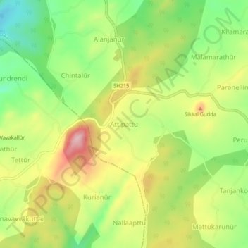 Attipattu地形图、海拔、地势