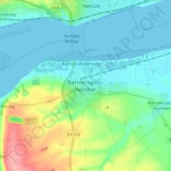 Barton-upon-Humber地形图、海拔、地势