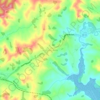 Maungaturoto地形图、海拔、地势