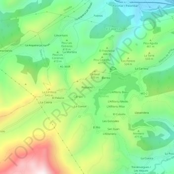 Requexo地形图、海拔、地势