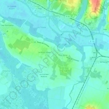 Chez Martin地形图、海拔、地势