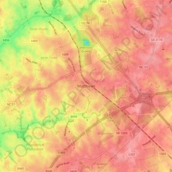 Matthews地形图、海拔、地势