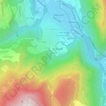 Botolière地形图、海拔、地势