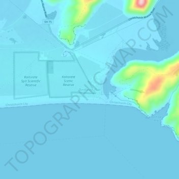 Birdlings Flat地形图、海拔、地势