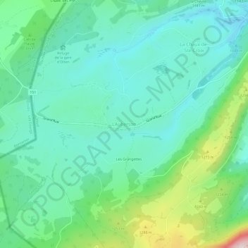 L’Auberson地形图、海拔、地势