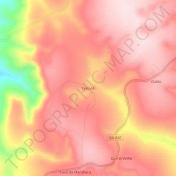 Sincorá地形图、海拔、地势