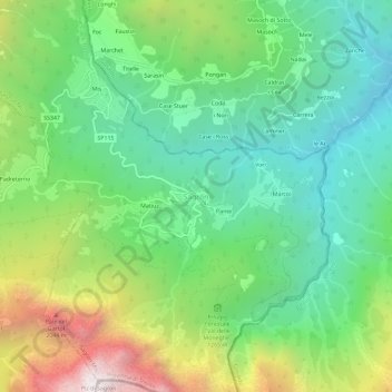 Sagron地形图、海拔、地势